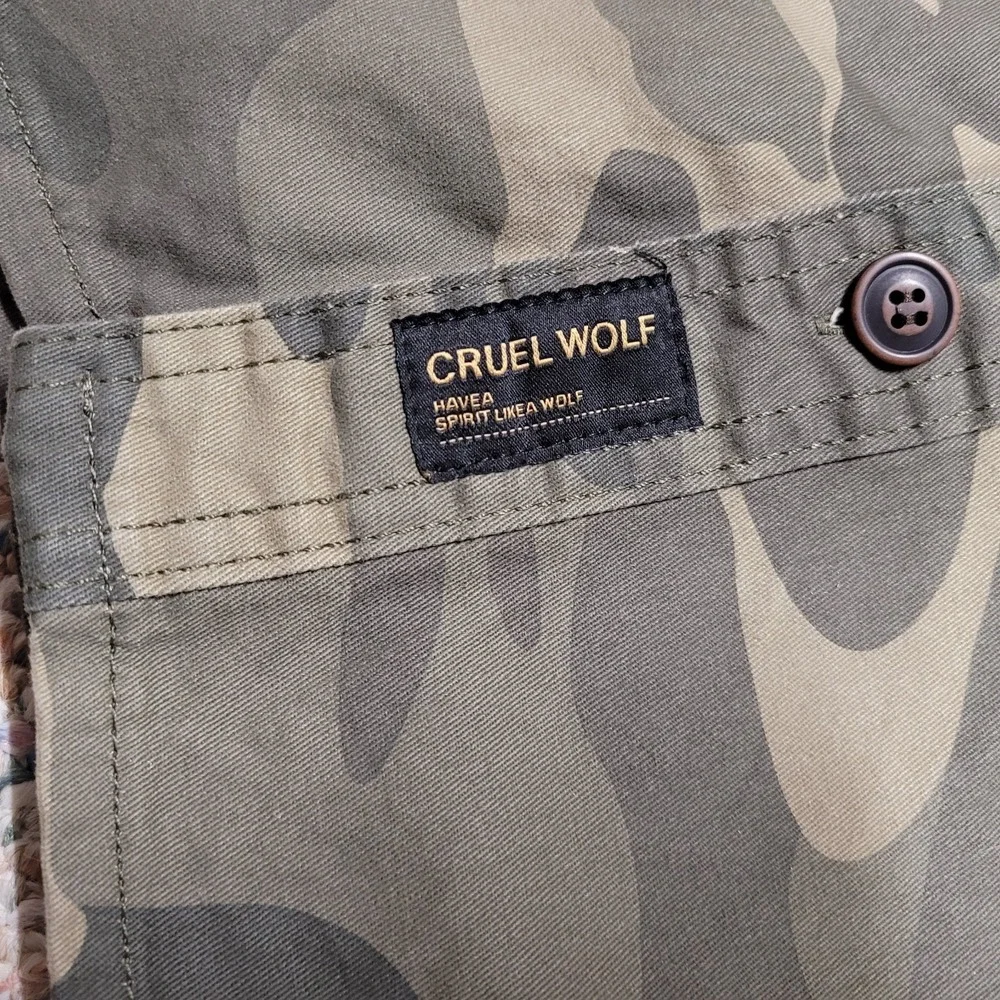 Abercrombie & Fitch Jacket Mens Large Woodland Camo Military Cruel Wolf‎ Muscle